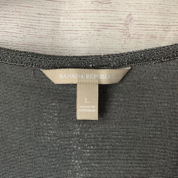 Banana Republic Gray Metallic Shimmer Blouse Long Sleeve Size Large - Picture 8 of 16